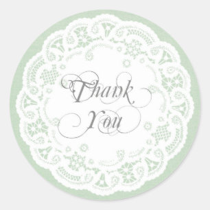 Minz-Lace-Doily-Dankeschön-Aufkleber Runder Aufkleber