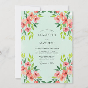 Minz-Lachs-Wildblumen-Hochzeit Einladung