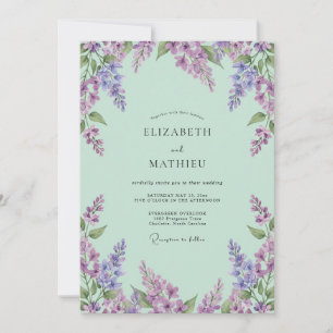 Minz-Lavendel-Blüten-Hochzeit Einladung