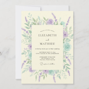 Minz-Lavendel-Flüsternde Blumige Hochzeit Einladung