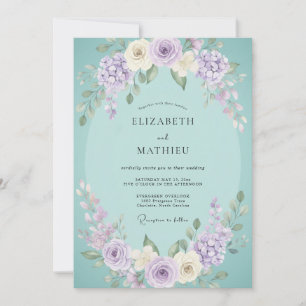 Minz-Lavendel Romantische Florale Hochzeit Einladung