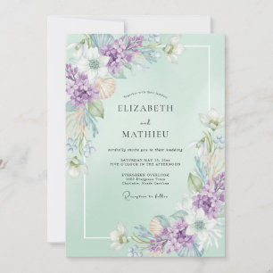 Minz-Lavendel-Wildblumen-Hochzeit Einladung