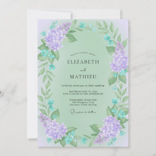 Minz-Lila-Reben-Hochzeit Einladung