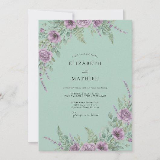 Minz-Lilien-Hochzeit Einladung (Vorderseite)