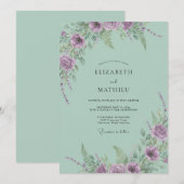 Minz-Lilien-Hochzeit Einladung (Vorne/Hinten)