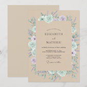 Minz-Lilienhochzeit Einladung (Vorne/Hinten)