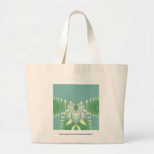 Minz-Lotus-Art Deco-Fraktal-Blumenkunst Jumbo Stoffbeutel