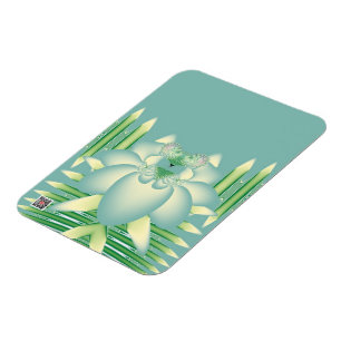 Minz-Lotus-Art Deco-Fraktal-Blumenkunst Magnet