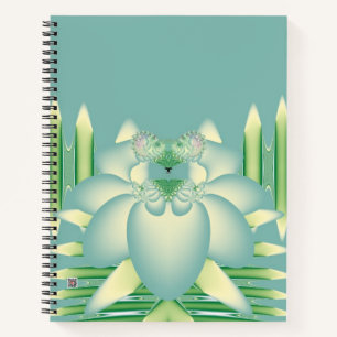 Minz-Lotus-Art Deco-Fraktal-Blumenkunst Notizblock