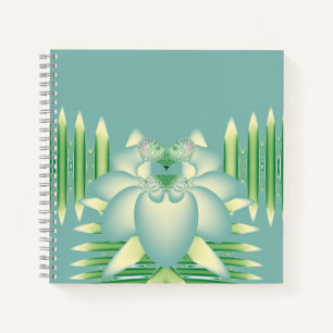 Minz-Lotus-Art Deco-Fraktal-Blumenkunst Notizblock