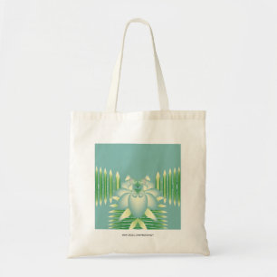 Minz-Lotus-Art Deco-Fraktal-Blumenkunst Tragetasche