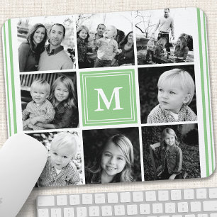 Minz-Monogramm-Familienfoto-Collage Mousepad