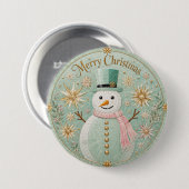 Minz-Mosaik-Schneemann-Weihnachtsfreude Button (Vorne & Hinten)