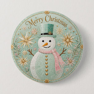 Minz-Mosaik-Schneemann-Weihnachtsfreude Button