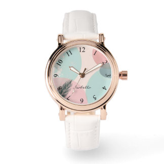 Minz-Rosa-Abstrakt Moderne Kollektion Armbanduhr
