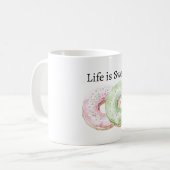 Minz-Rosa-Donuts Das Leben ist süß Kaffeetasse (Vorderseite Links)