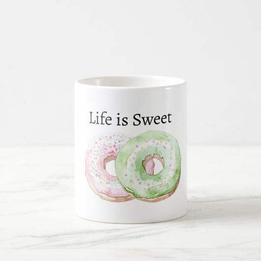 Minz-Rosa-Donuts Das Leben ist süß Kaffeetasse (Mittel)