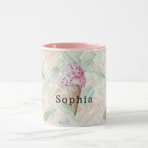 Minz-Rosa-Streifen Erdbeere Rosa Eistüte Tasse