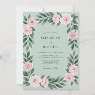 Minz-Rosé-Hochzeit Einladung