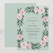 Minz-Rosé-Hochzeit Einladung (Vorne/Hinten)