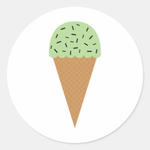 Minz-Schokoladen-Eiscreme-Kegel Runder Aufkleber