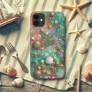 Minz-Seegras und goldener Glitter-Seestern Case-Mate iPhone Hülle