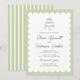 Minz-Segmental-Romanische Hochzeitstorte Hochzeits Einladung