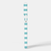 Minz Türkis Streifen Monogramm Case-Mate iPhone Hülle (Rückseite / Links)