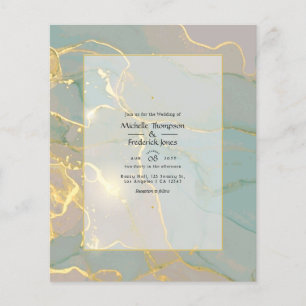 Minz- und Gold-Alkohol-Tintenmarmor-Hochzeit Flyer