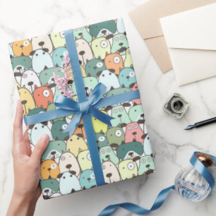 Minz- und grüne gestapelte Hunde Geschenkpapier