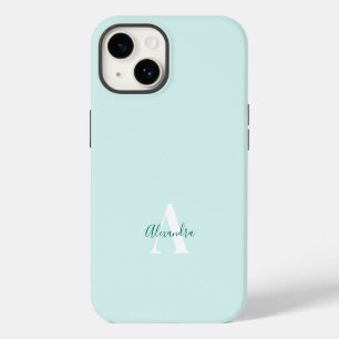 Minz- und grüne moderne Anfangsmonogramm iPhone 14 Hülle
