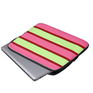 Minz- und rosa gestreifter Laptop Sleeve