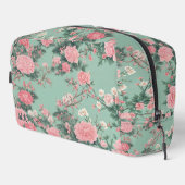 Minz- und rosa Kirschblüten-Monogramm-Initiale Waschbeutel (Rechte Ecke)