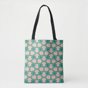 Minz- und roter Retro-Blumentoten Tasche