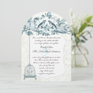 Minz-Vogelkäfig-Eiche-antik-Vögel-Rollen-Hochzeit Einladung