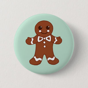 Minz-Weihnachts-Gingerbread-Boy-Knopf Button