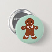 Minz-Weihnachts-Gingerbread-Boy-Knopf Button (Vorne & Hinten)