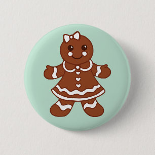Minz-Weihnachts-Gingerbread-Girl-Knopf Button