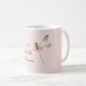 Minz Weiß Rosa Libelle Kaffeetasse (VorderseiteRechts)