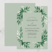 Minzblätter-Grün-Hochzeit Einladung (Vorne/Hinten)