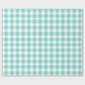 Minzblau Frische Gingham Brise Karomuster Geschenkpapier (Flach)