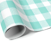 Minzblau Frische Gingham Brise Karomuster Geschenkpapier (Rolleneckpunkt)