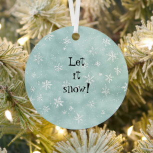 Minzblau Weiße Schneeflocken Pfefferminz Weihnacht Ornament Aus Metall