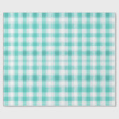Minzblaue Frische Gingham Brise Karomuster Geschenkpapier (Flach)