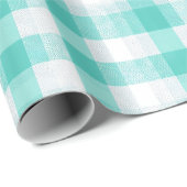 Minzblaue Frische Gingham Brise Karomuster Geschenkpapier (Rolleneckpunkt)