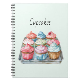 Minzblaue rosa Schokoladencupcakes Notizblock