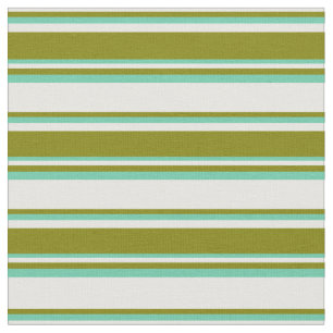 Minzcreme, Grüne und Aquamarine-Linien-Muster Stoff