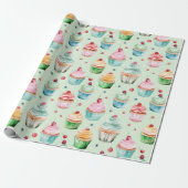 Minzcreme Rosa Cupcakes Geburtstag Geschenkpapier (Ungerollt)
