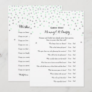 Minze 2x Baby Shower Games wünscht   Ratess Wer Einladung