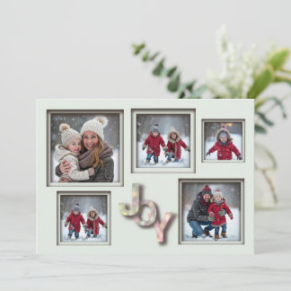Minze 3D Weihnachtsfamilie 5 Foto Feiertagskarte